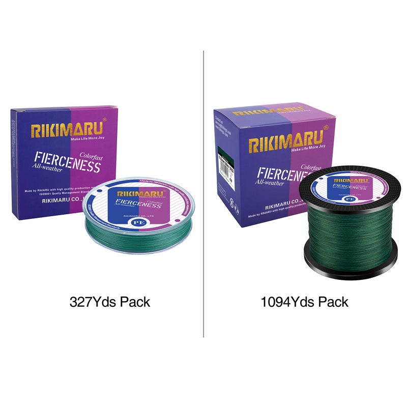 RIKIMARU Braided Fishing Line Abrasion Resistant Superline Zero Stretch&Low Memory Extra Thin Diameter Green 327Yds,30LB - Image 2